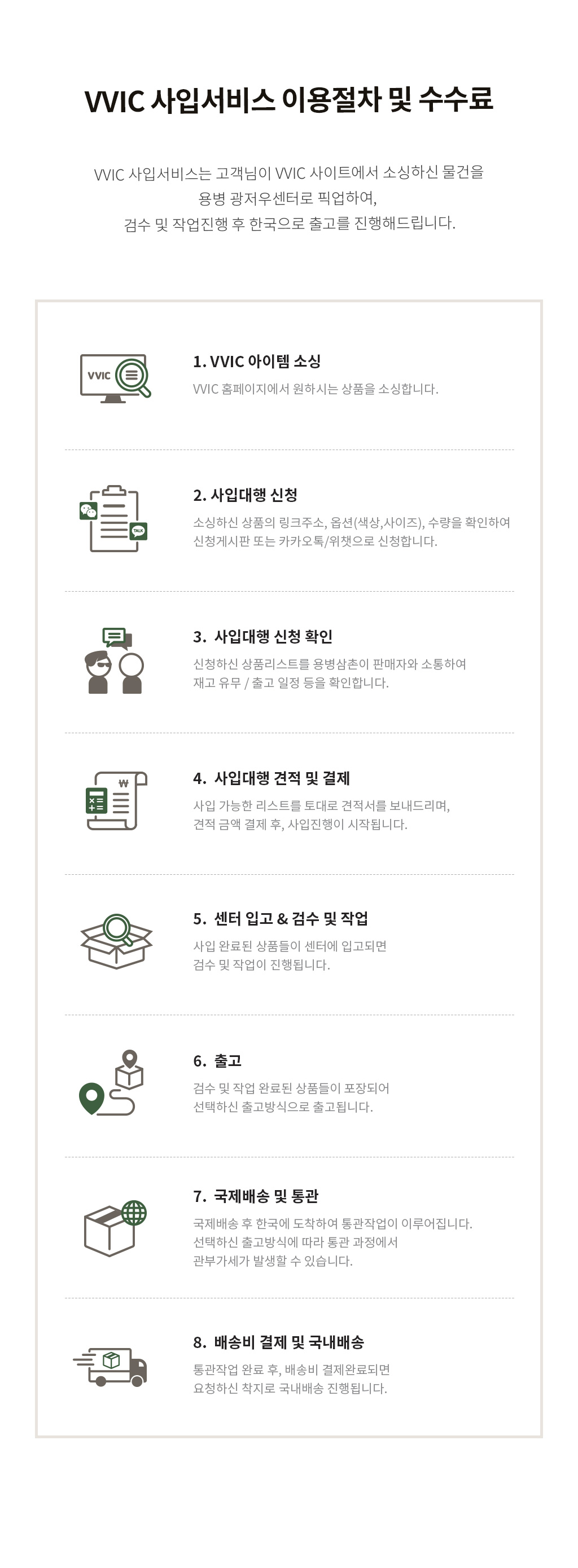 vvic 사입 비용 안내 태블릿버전 이미지